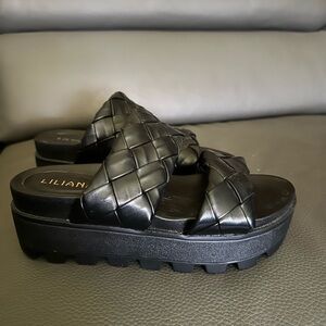 Liliana Black Woven Platform Sandals